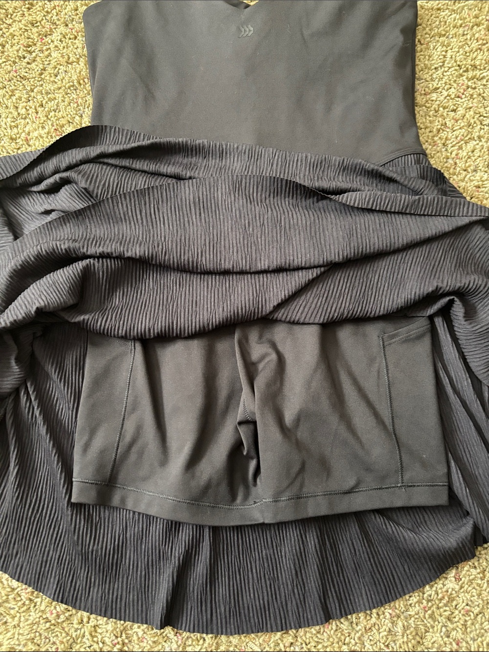 All In Motion Black Knit Plisse Active Dress Sz S Built-In Shorts w/ Pockets - Picture 4 of 10
